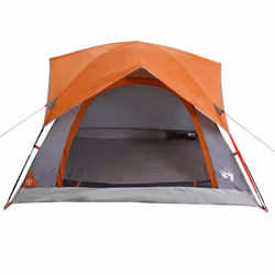 vidaXL Camping Tent Cabin 4-Person Patio Lightweight Tent Dome Tent Waterproof - grey and orange - Additional view 5