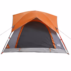vidaXL Camping Tent Cabin 4-Person Patio Lightweight Tent Dome Tent Waterproof - grey and orange - Additional view 6