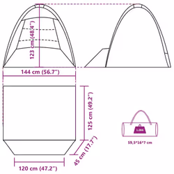 vidaXL Beach Tent 3-Person Lightweight Tent Camping Tent Shelter Waterproof - grey