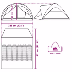 vidaXL Family Tent Tunnel 6-Person Waterproof Camping Tent Lightweight Tent - green