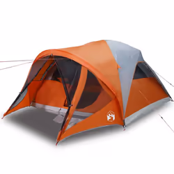 vidaXL Family Tent Tunnel 6-Person Waterproof Camping Tent Lightweight Tent - grey and orange