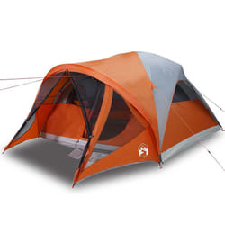 vidaXL Family Tent Tunnel 6-Person Waterproof Camping Tent Lightweight Tent - grey and orange