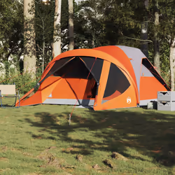 vidaXL Family Tent Tunnel 6-Person Waterproof Camping Tent Lightweight Tent - grey and orange
