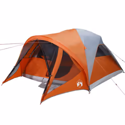 vidaXL Family Tent Tunnel 6-Person Waterproof Camping Tent Lightweight Tent - grey and orange - Additional view 4