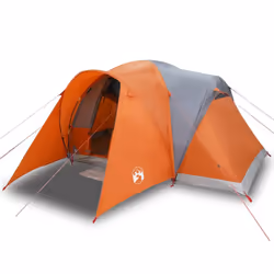 vidaXL Family Tent Dome 6-Person Camping Tent Lightweight Tent Waterproof - grey and orange