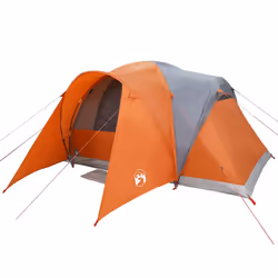 vidaXL Family Tent Dome 6-Person Camping Tent Lightweight Tent Waterproof - grey and orange - Additional view 4