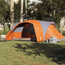 vidaXL Family Tent Dome 6-Person Camping Tent Lightweight Tent Waterproof - grey and orange, 494 x 370 x 190 cm - Additional view 2