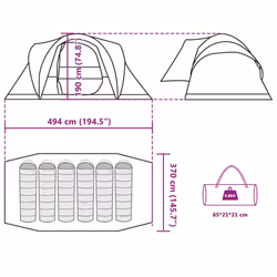 vidaXL Family Tent Dome 6-Person Camping Tent Lightweight Tent Waterproof - brown, 494 x 370 x 190 cm - Additional view 3