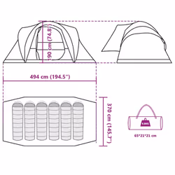 vidaXL Family Tent Dome 6-Person Camping Tent Lightweight Tent Waterproof - camouflage, 494 x 370 x 190 cm - Additional view 3