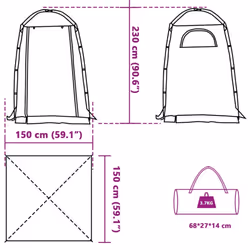 vidaXL Shower Tent Waterproof Privacy Tent Toilet Tent Patio Changing Shelter - olive green - Additional view 3
