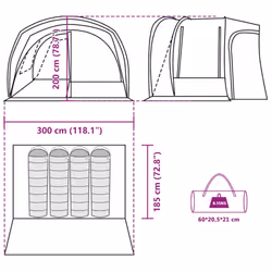 vidaXL Car Tent 4-Person Blue Waterproof tent garden tent outdoor shelter - grey and orange - Additional view 3