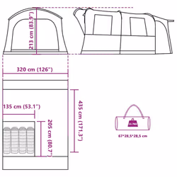 vidaXL Car Tent 4-Person Waterproof Car Tailgate Tent SUV Tailgate Awning - grey and orange - Additional view 3