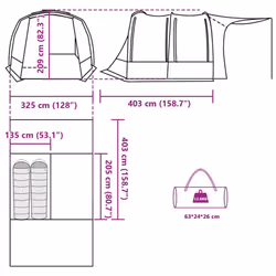 vidaXL Car Tent Grey and Orange Waterproof tent garden tent outdoor shelter - blue - Additional view 3