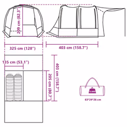 vidaXL Car Tent Grey and Orange Waterproof tent garden tent outdoor shelter - grey and orange