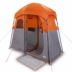 vidaXL Shower Tent 2-Person Patio Privacy Tent Toilet Tent Shelter Waterproof - grey and orange