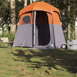 vidaXL Shower Tent 2-Person Patio Privacy Tent Toilet Tent Shelter Waterproof - grey and orange