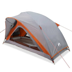 vidaXL Camping Tent 1-Person Blue Waterproof tent camping shelter - grey and orange