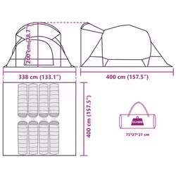 vidaXL Family Tent Tunnel 8-Person Green Waterproof tent garden tent - green - Additional view 3