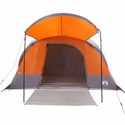 vidaXL Family Tent Tunnel 8-Person Green Waterproof tent garden tent - grey and orange - Additional view 4