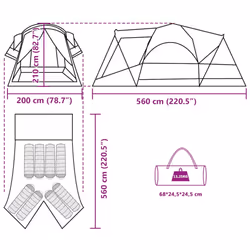 vidaXL Family Tent Tunnel 8-Person Grey and Orange Waterproof tent garden tent - green
