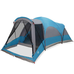 vidaXL Family Tent Tunnel 8-Person Grey and Orange Waterproof tent garden tent - blue