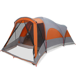 vidaXL Family Tent Tunnel 8-Person Grey and Orange Waterproof tent garden tent - grey and orange