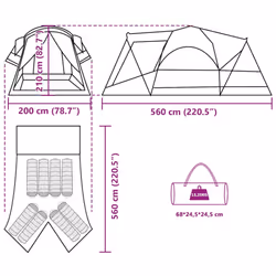 vidaXL Family Tent Tunnel 8-Person Grey and Orange Waterproof tent garden tent - grey and orange