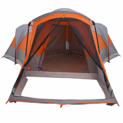 vidaXL Family Tent Tunnel 8-Person Grey and Orange Waterproof tent garden tent - grey and orange - Additional view 4