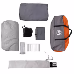 vidaXL Family Tent Tunnel 8-Person Grey and Orange Waterproof tent garden tent - grey and orange - Additional view 9