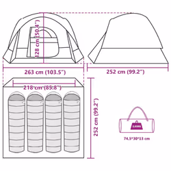 vidaXL Camping Tent Cabin 4-Person Grey and Orange Waterproof tent - green - Additional view 3