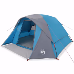 vidaXL Camping Tent Cabin 4-Person Grey and Orange Waterproof tent - blue