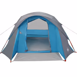 vidaXL Camping Tent Cabin 4-Person Grey and Orange Waterproof tent - blue - Additional view 4
