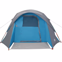 vidaXL Camping Tent Cabin 4-Person Grey and Orange Waterproof tent - blue - Additional view 5