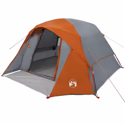 vidaXL Camping Tent Cabin 4-Person Grey and Orange Waterproof tent - grey and orange - Additional view 2