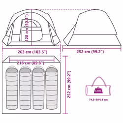 vidaXL Camping Tent Cabin 4-Person Grey and Orange Waterproof tent - grey and orange - Additional view 3