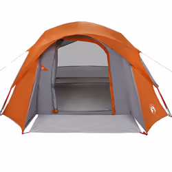 vidaXL Camping Tent Cabin 4-Person Grey and Orange Waterproof tent - grey and orange - Additional view 4