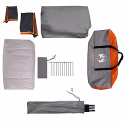 vidaXL Camping Tent Cabin 4-Person Grey and Orange Waterproof tent - grey and orange - Additional view 9