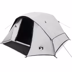 vidaXL Camping Tent Cabin 4-Person Grey and Orange Waterproof tent - white blackout