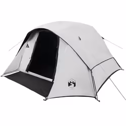 vidaXL Camping Tent Cabin 4-Person Grey and Orange Waterproof tent - white blackout