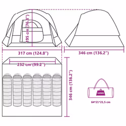 vidaXL Family Tent Cabin 6-Person Green Waterproof tent garden tent - grey and orange