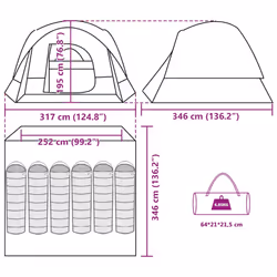 vidaXL Family Tent Cabin 6-Person Green Waterproof tent garden tent - white blackout