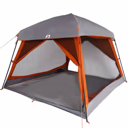 vidaXL Family Tent Cabin 6-Person Grey and Orange Waterproof tent garden tent - grey and orange