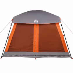 vidaXL Family Tent Cabin 6-Person Grey and Orange Waterproof tent garden tent - grey and orange - Additional view 5