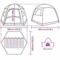vidaXL Family Tent Igloo 6-Person Green Waterproof tent garden tent - grey and orange - Additional view 3