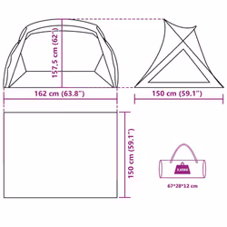 vidaXL Beach Tent 2-Person Grey Waterproof tent garden tent outdoor shelter - azure blue