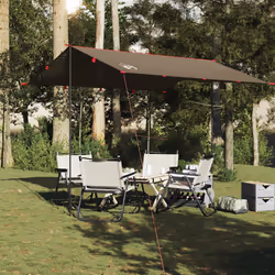 vidaXL Camping Tarp Outdoor Tarpaulin Shelter Sunshade Tent Tarp Waterproof - brown, 306 x 306 cm