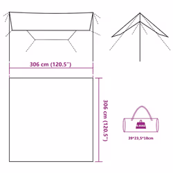 vidaXL Camping Tarp Outdoor Tarpaulin Shelter Sunshade Tent Tarp Waterproof - brown, 306 x 306 cm