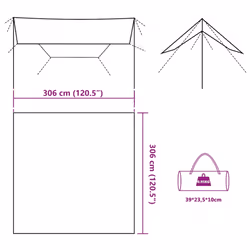 vidaXL Camping Tarp Outdoor Tarpaulin Shelter Sunshade Tent Tarp Waterproof - camouflage, 306 x 306 cm