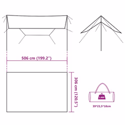 vidaXL Camping Tarp Outdoor Tarpaulin Shelter Sunshade Tent Tarp Waterproof - camouflage, 506 x 306 cm