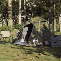 vidaXL Camping Tent 4 Persons Portable Outdoor Hiking Dome Tent Waterproof - camouflage, 2-person